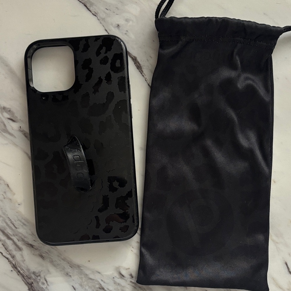 Black Leopard Phone Case with Pouch IPHONE 12 & 12 PRO